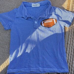 Kids Blue Striped Polo with Football Design